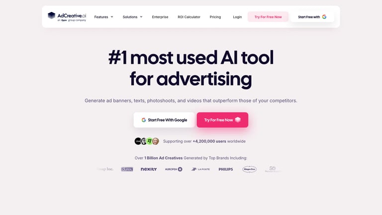 AdCreative.ai website homepage screenshot