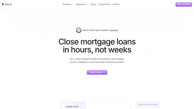 Addy AI website homepage screenshot
