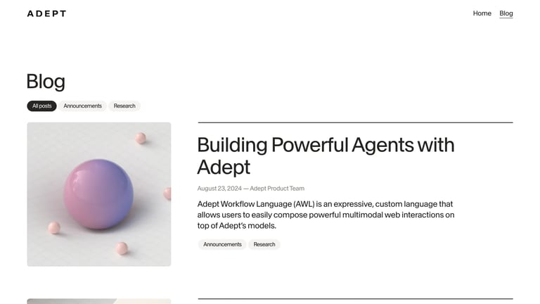 Adept website homepage screenshot