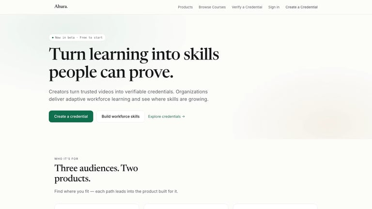 Ahura AI website homepage screenshot