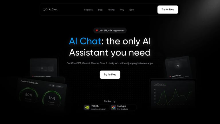 AI Chat website homepage screenshot