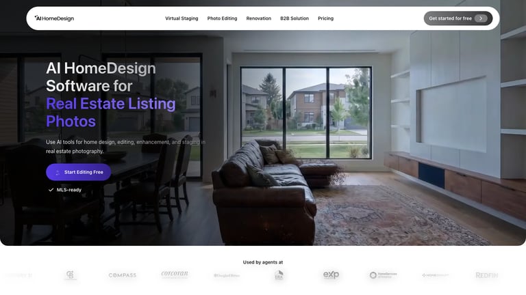 AI HomeDesign website homepage screenshot