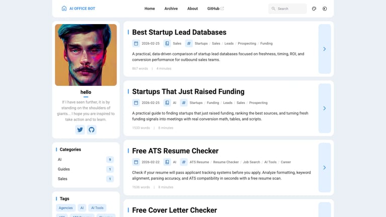 AI OFFICE BOT website homepage screenshot