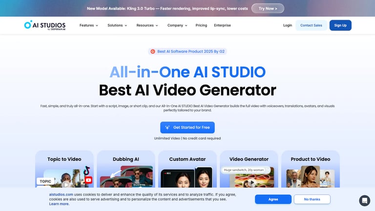 AI STUDIOS website homepage screenshot