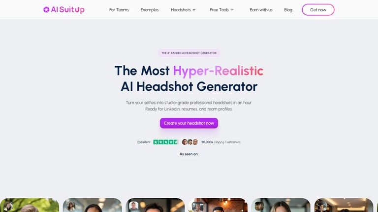 AI SuitUp website homepage screenshot