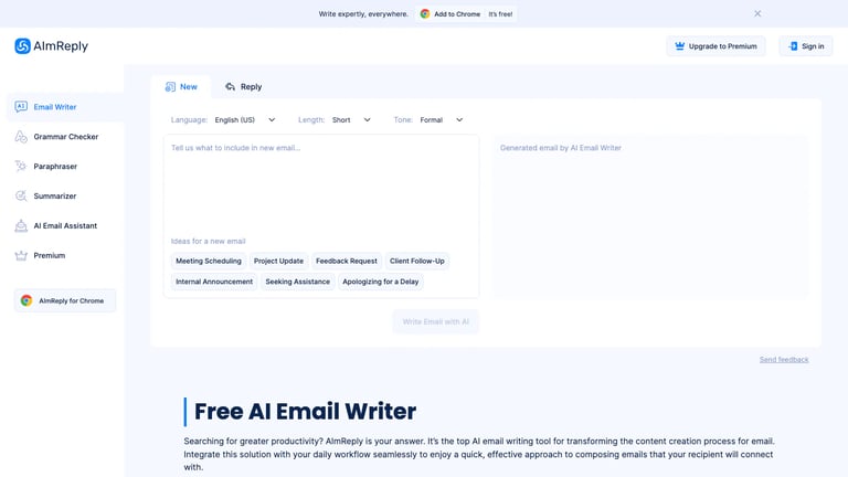 AImReply website homepage screenshot