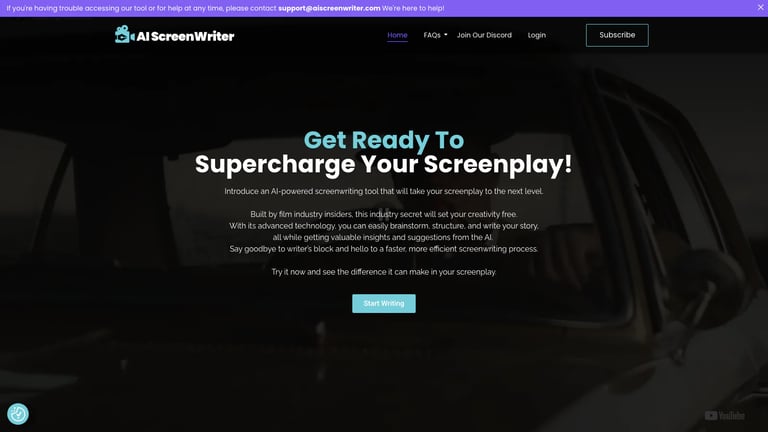 AIScreenwriter website homepage screenshot