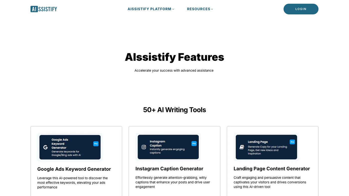 AIssistify website homepage screenshot