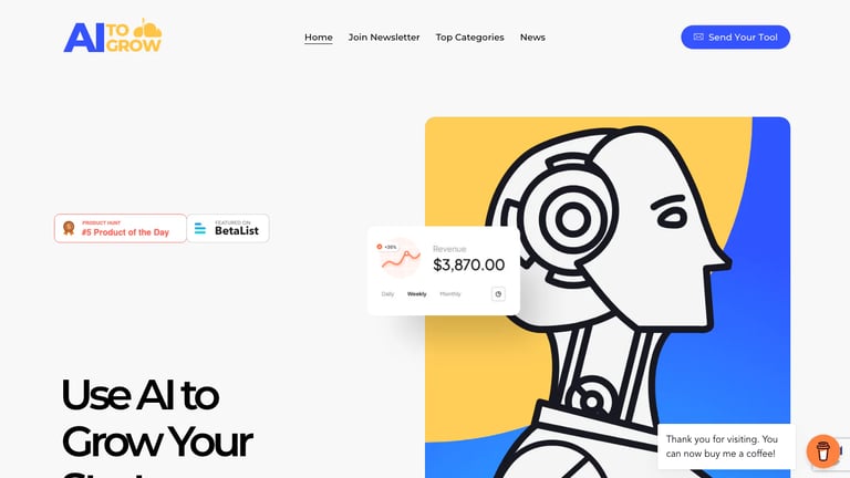 AItoGrow website homepage screenshot