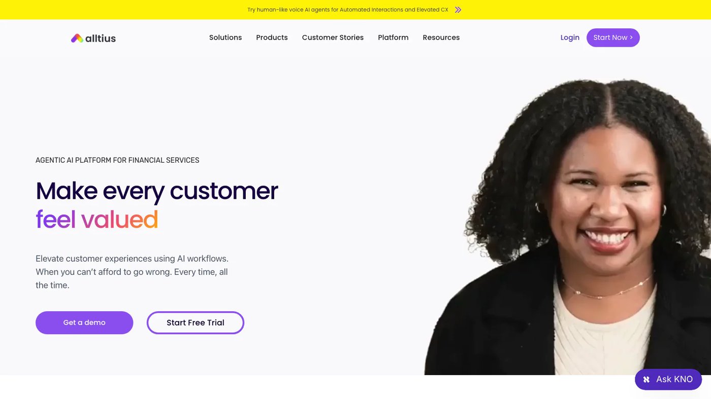 Alltius website homepage screenshot