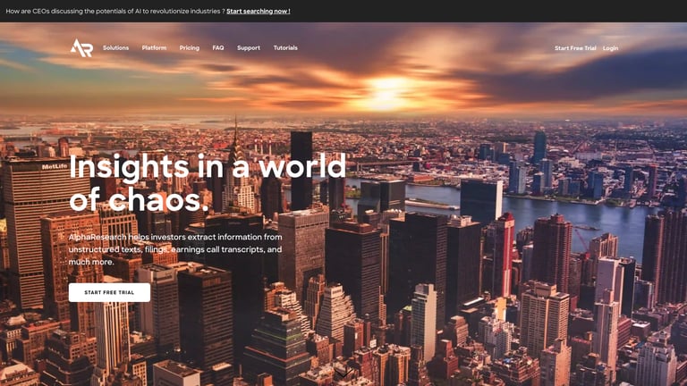 AlphaResearch website homepage screenshot