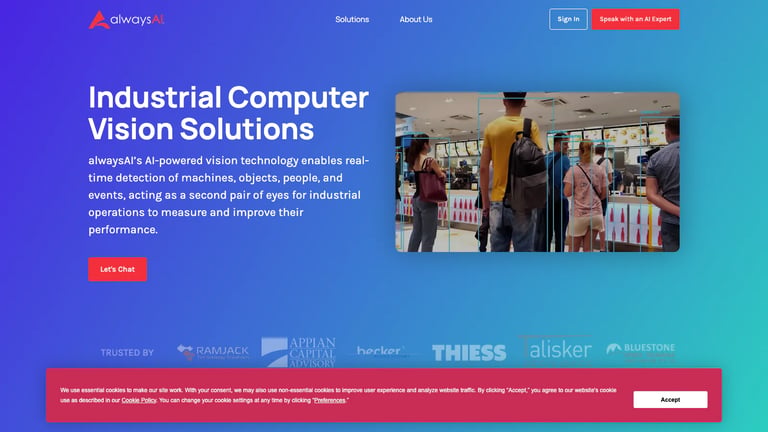 alwaysAI website homepage screenshot