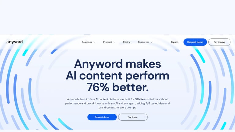 Anyword website homepage screenshot