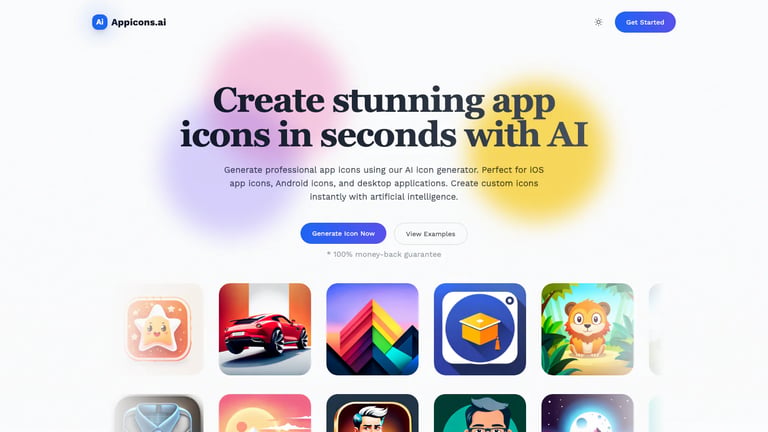 Appicons.ai website homepage screenshot