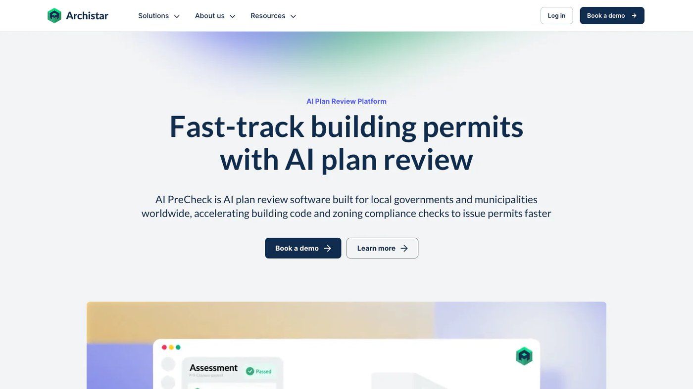 Archistar AI PreCheck website homepage screenshot
