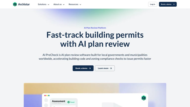 Archistar AI PreCheck website homepage screenshot
