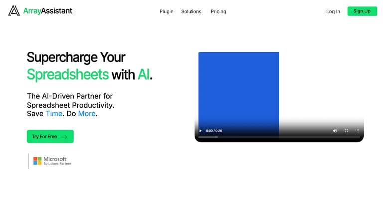 Array Assistant website homepage screenshot