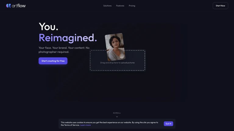 Artflow website homepage screenshot