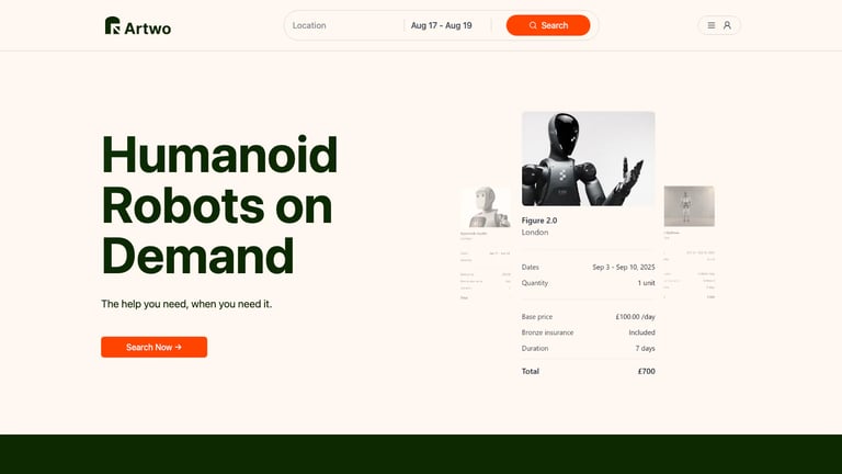 Artwo website homepage screenshot