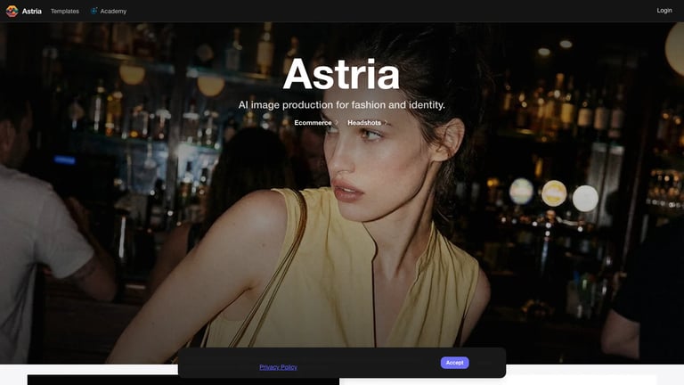Astria website homepage screenshot