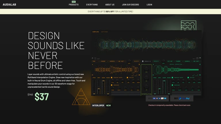 Audialab website homepage screenshot