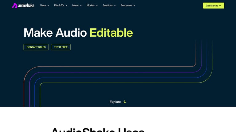 AudioShake website homepage screenshot