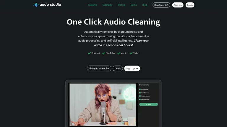 Audo Studio website homepage screenshot