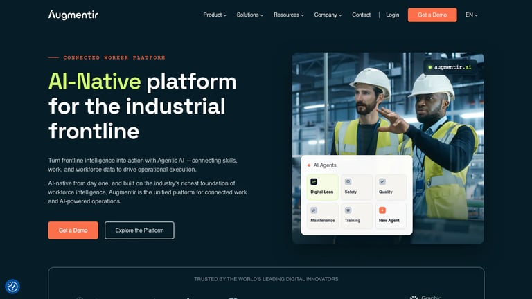 Augmentir website homepage screenshot