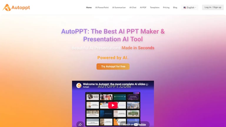AutoPPT website homepage screenshot