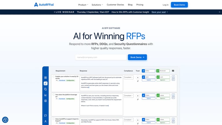 AutoRFP.ai website homepage screenshot