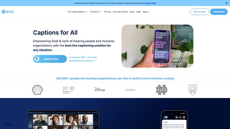Ava website homepage screenshot