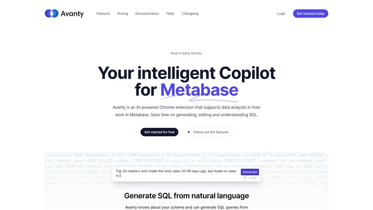 Avanty website homepage screenshot
