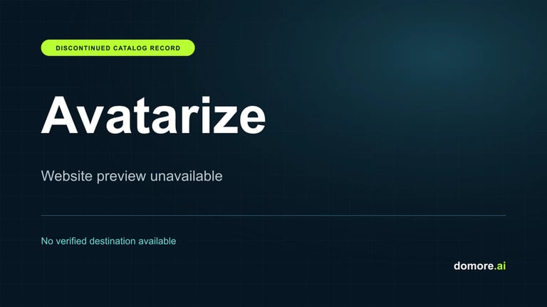 Avatarize catalog placeholder — website preview unavailable