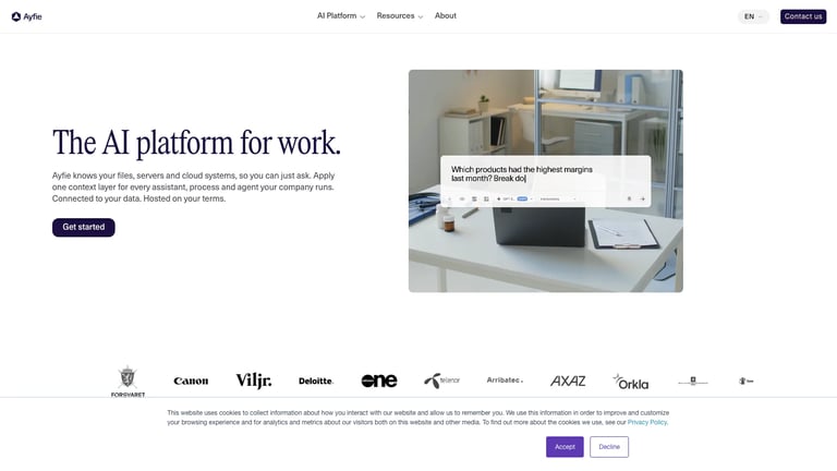 Ayfie website homepage screenshot