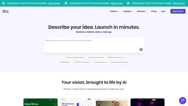 B12 website homepage screenshot