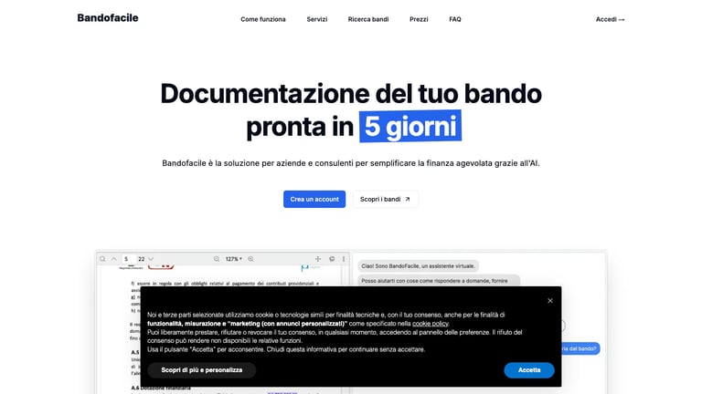 Bandofacile website homepage screenshot