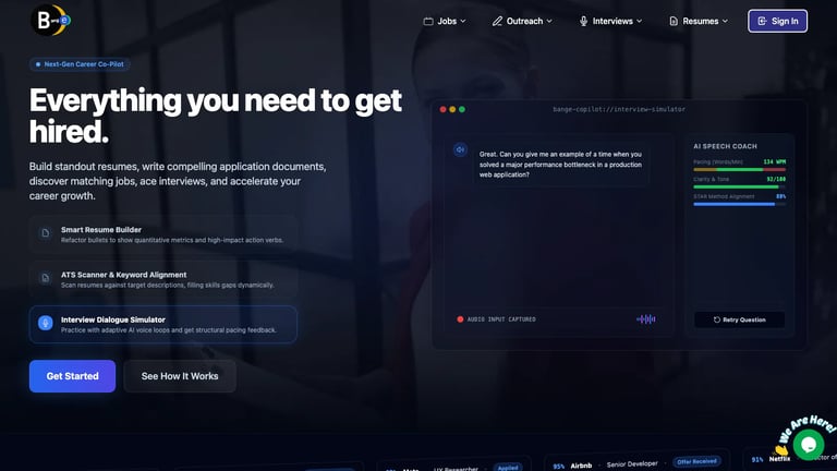 Bange.io website homepage screenshot