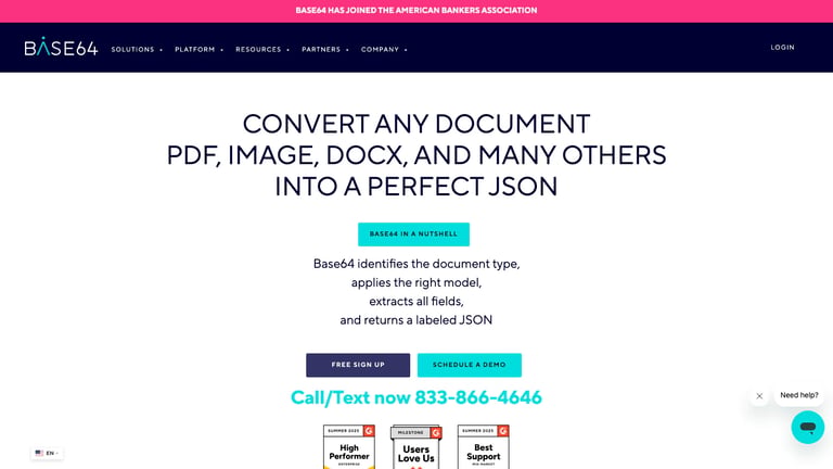 Base64.ai website homepage screenshot
