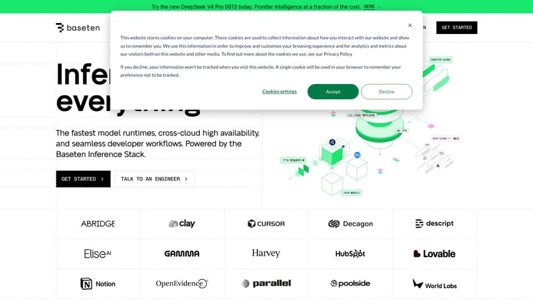 Baseten website homepage screenshot