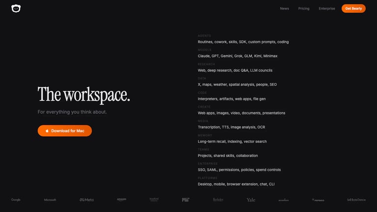 Bearly website homepage screenshot