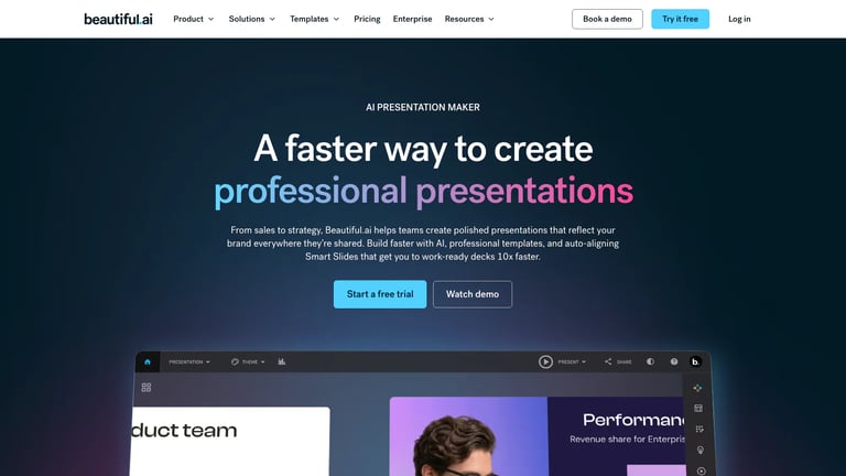 Beautiful.ai website homepage screenshot