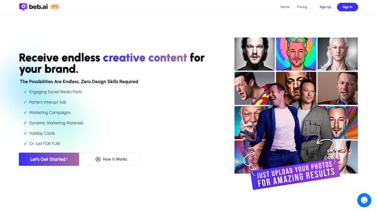 beb.ai website homepage screenshot