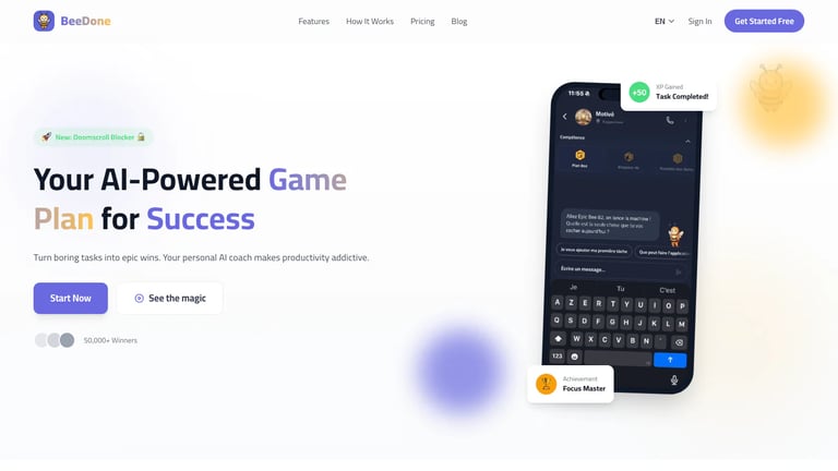 BeeDone website homepage screenshot