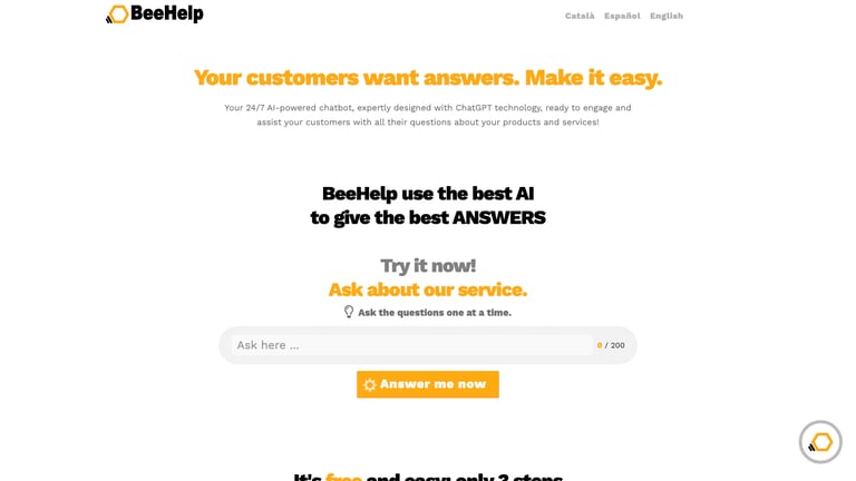 BeeHelp website homepage screenshot