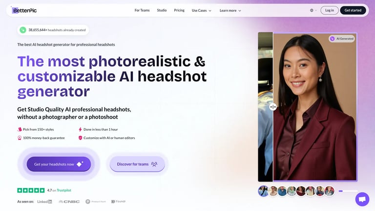 BetterPic website homepage screenshot