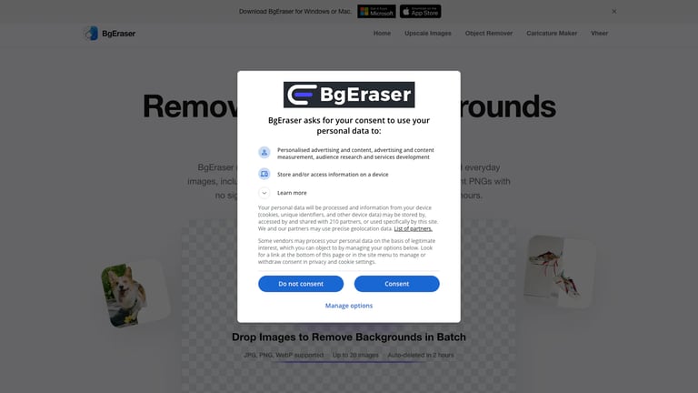 BgEraser website homepage screenshot