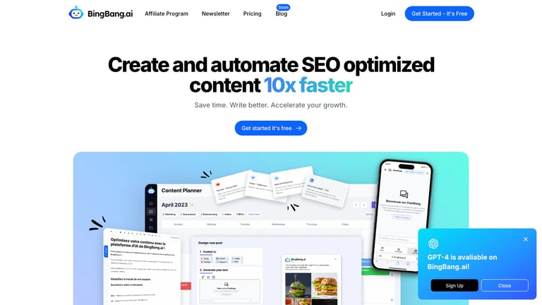 BingBang.ai website homepage screenshot