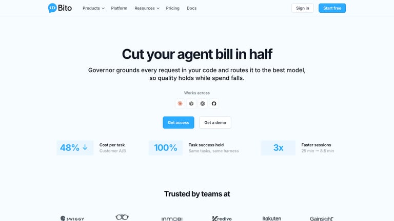 Bito website homepage screenshot