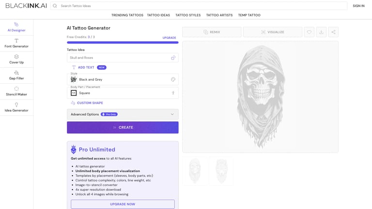 BlackInk AI website homepage screenshot