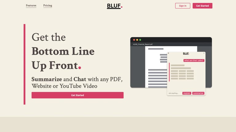 BLUF website homepage screenshot